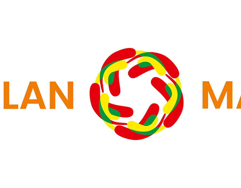 Gulan Mall identity on black with a circular multicolour symbol beside the wordmark.